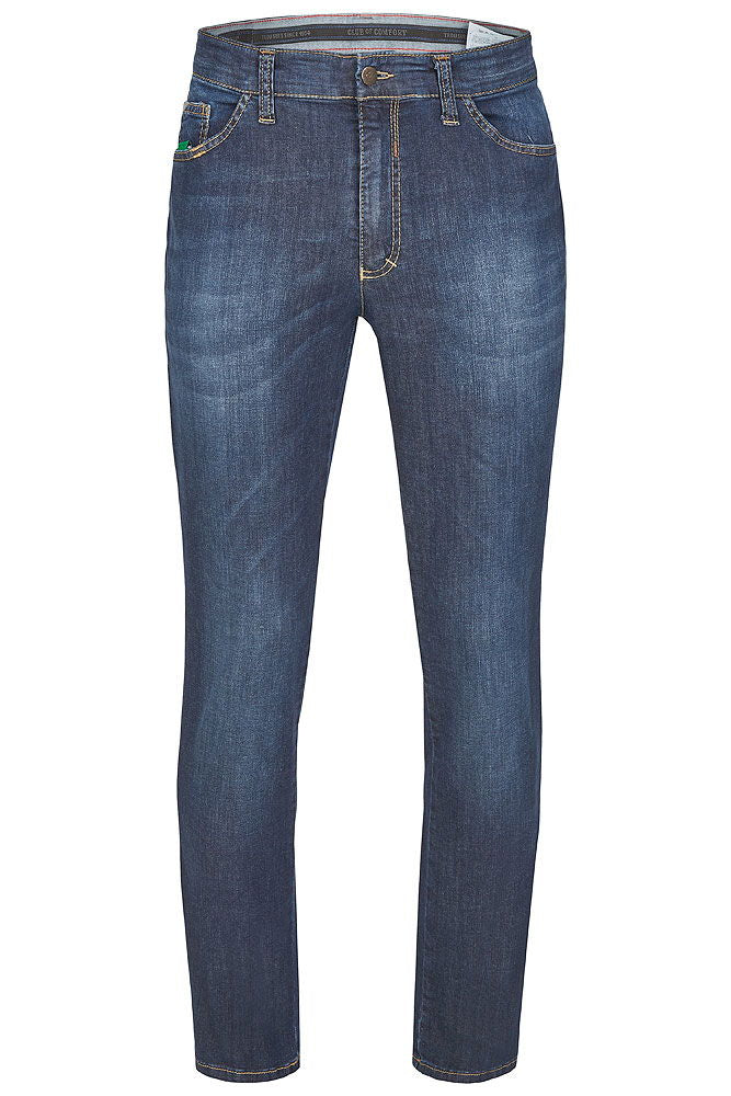 High stretch jeans lett denim 7,5 unse logo på baklomme