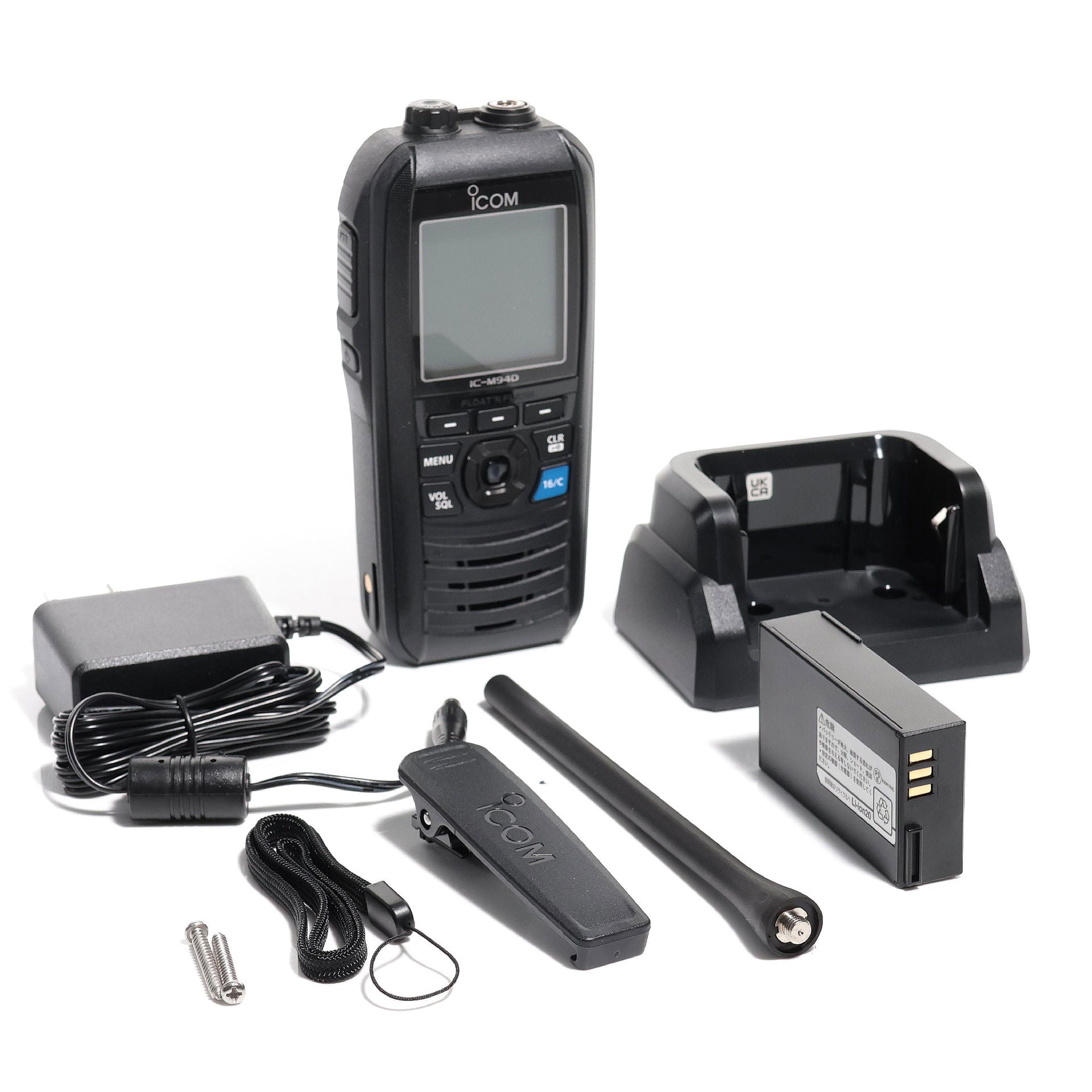 Icom IC-M94DE håndholdt VHF montert på belte