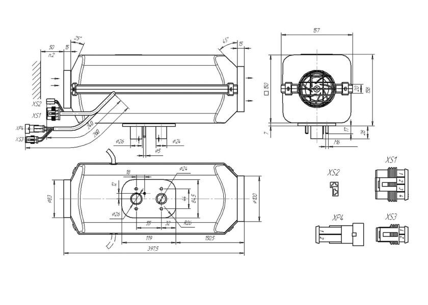 Dieselvarmer 4D 12V 4 kW med brakett for båt 7,5-15 m - Autoterm