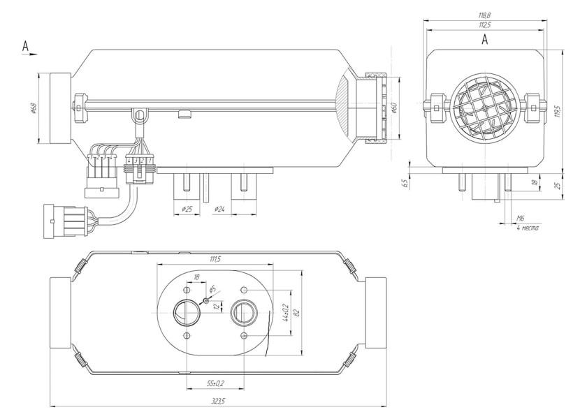 Dieselvarmer 2D 12V 2 kW med brakett for båt 2-7,5 m - Autoterm
