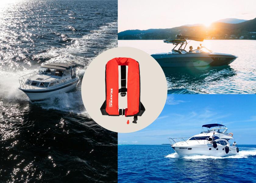 Automatvest CLASSIC 165 rød 165N m/sele polyester - SEATEC