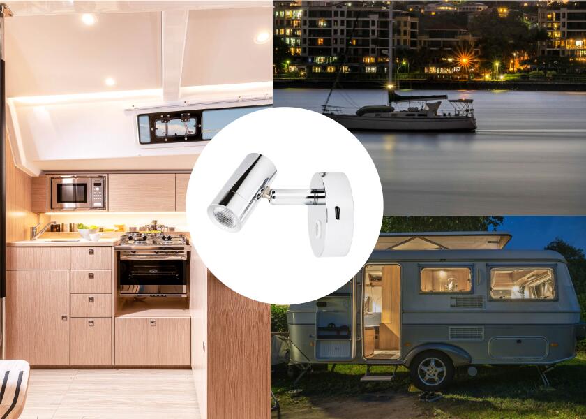 LED leselampe med touch-bryter og USB-C sølv 2700K - SEATEC
