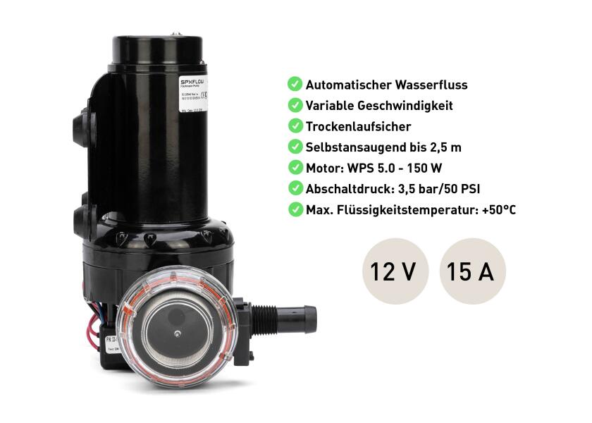 Trykkvannspumpe Flow Master 5.0 12V 19 l/min membranpumpe - Johnson Pump