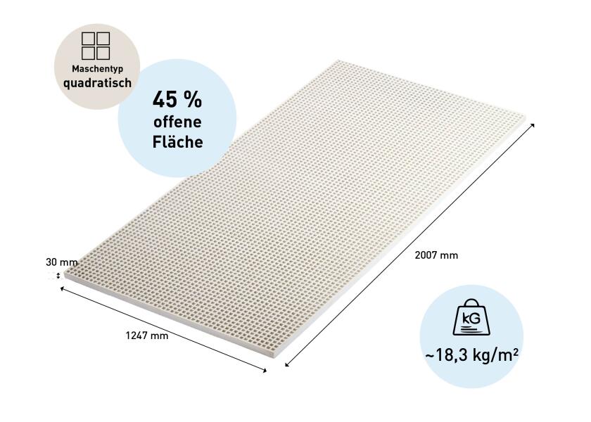 GFK gitterrist bryggeplate sandbelagt 124,7 x 200,7 cm sklisikker
