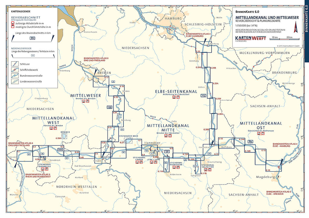 Innlandskart atlas 6 Midtlandkanalen 1:40.000 detalj av kart