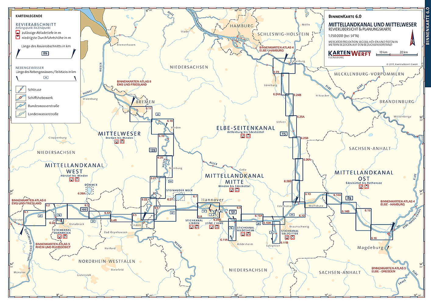Innlandskart atlas 6 Midtlandkanalen 1:40.000 detalj av kart