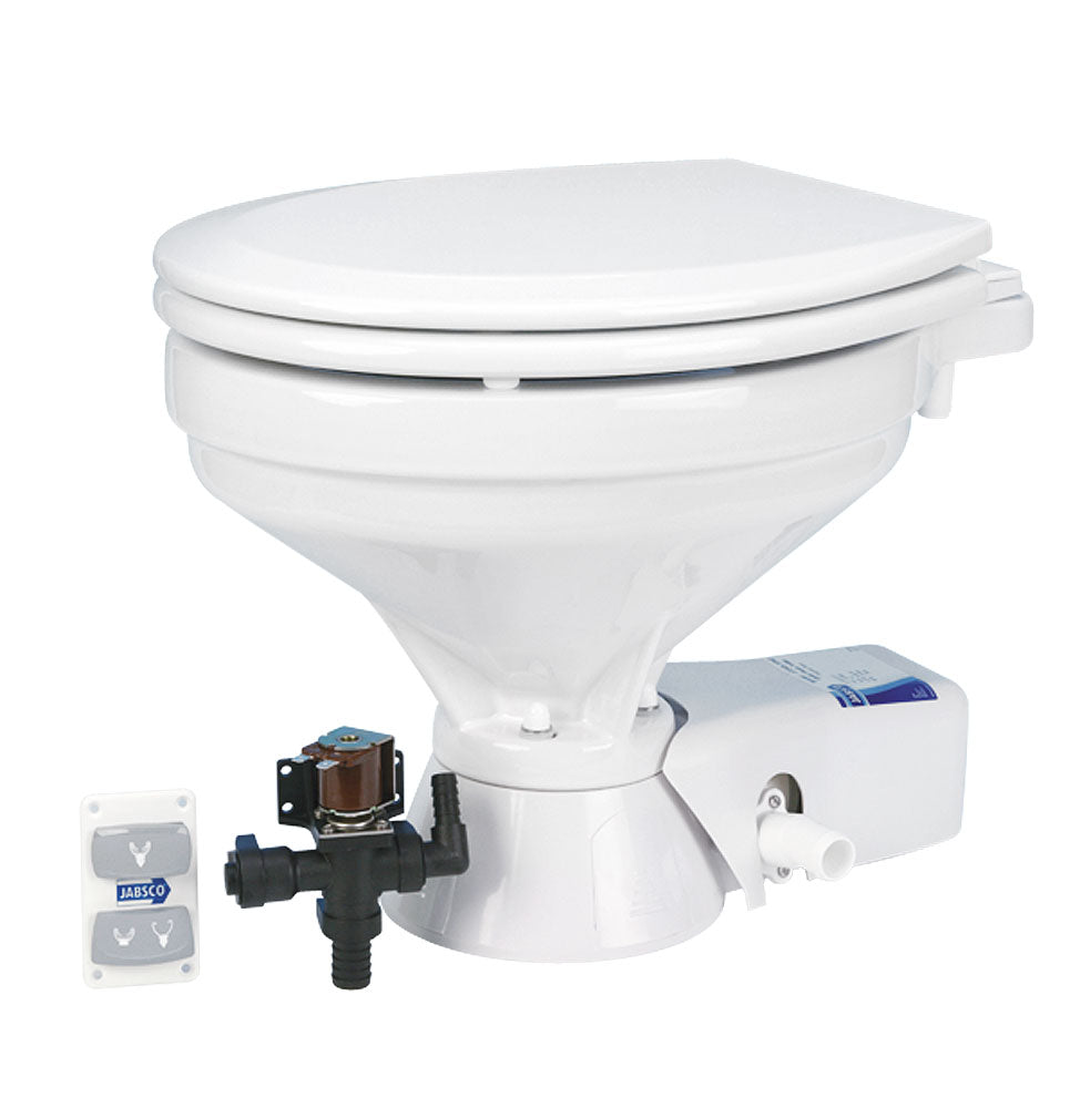 Jabsco Quiet Flush elektrisk toalett sett forfra