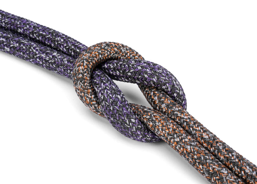 Nærbilde av flettingen på JammerTwin falltau med Dyneema dobbeltfletting metervare - Gleistein