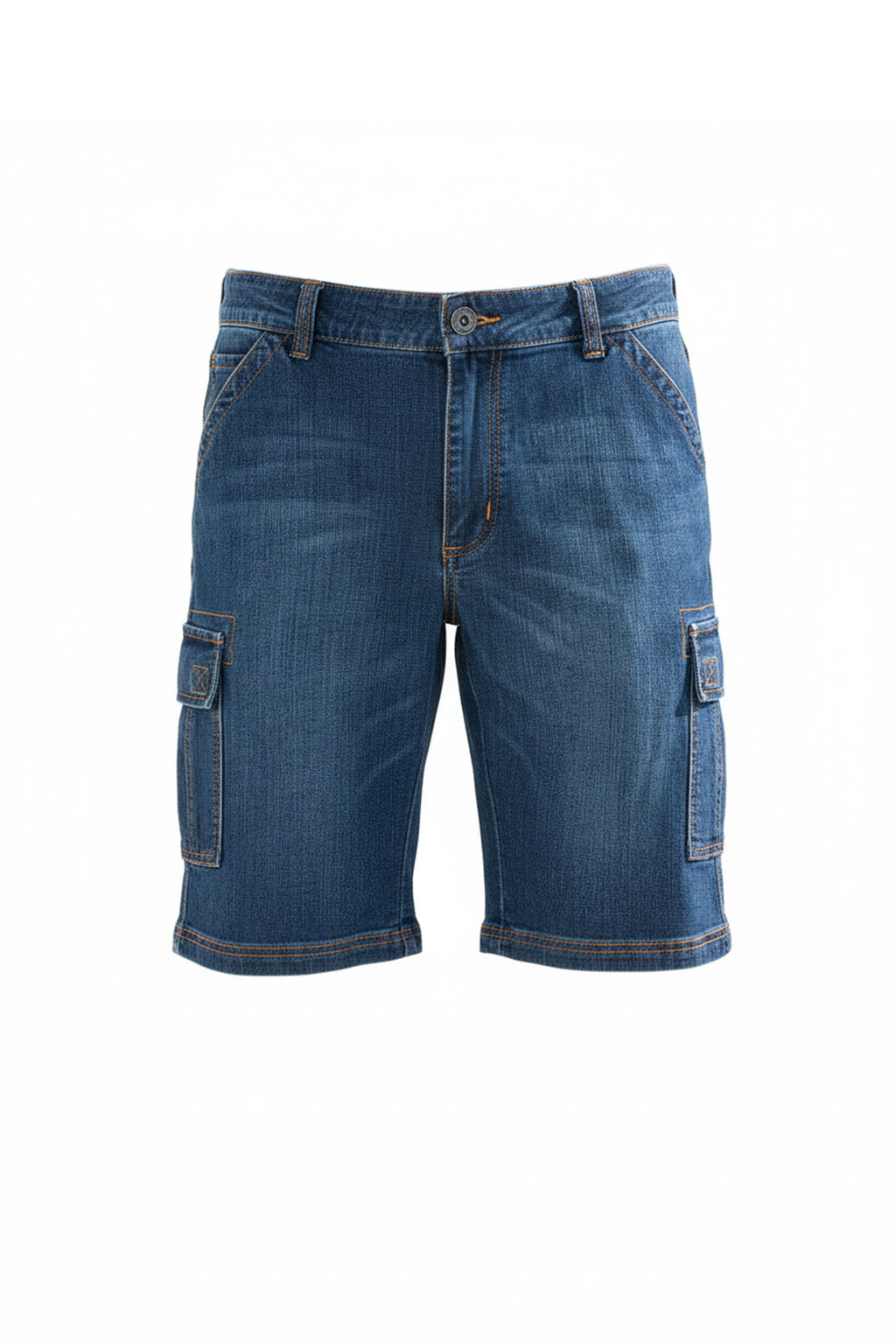 Jeans cargobermuda montert på modell - Capt.Scott