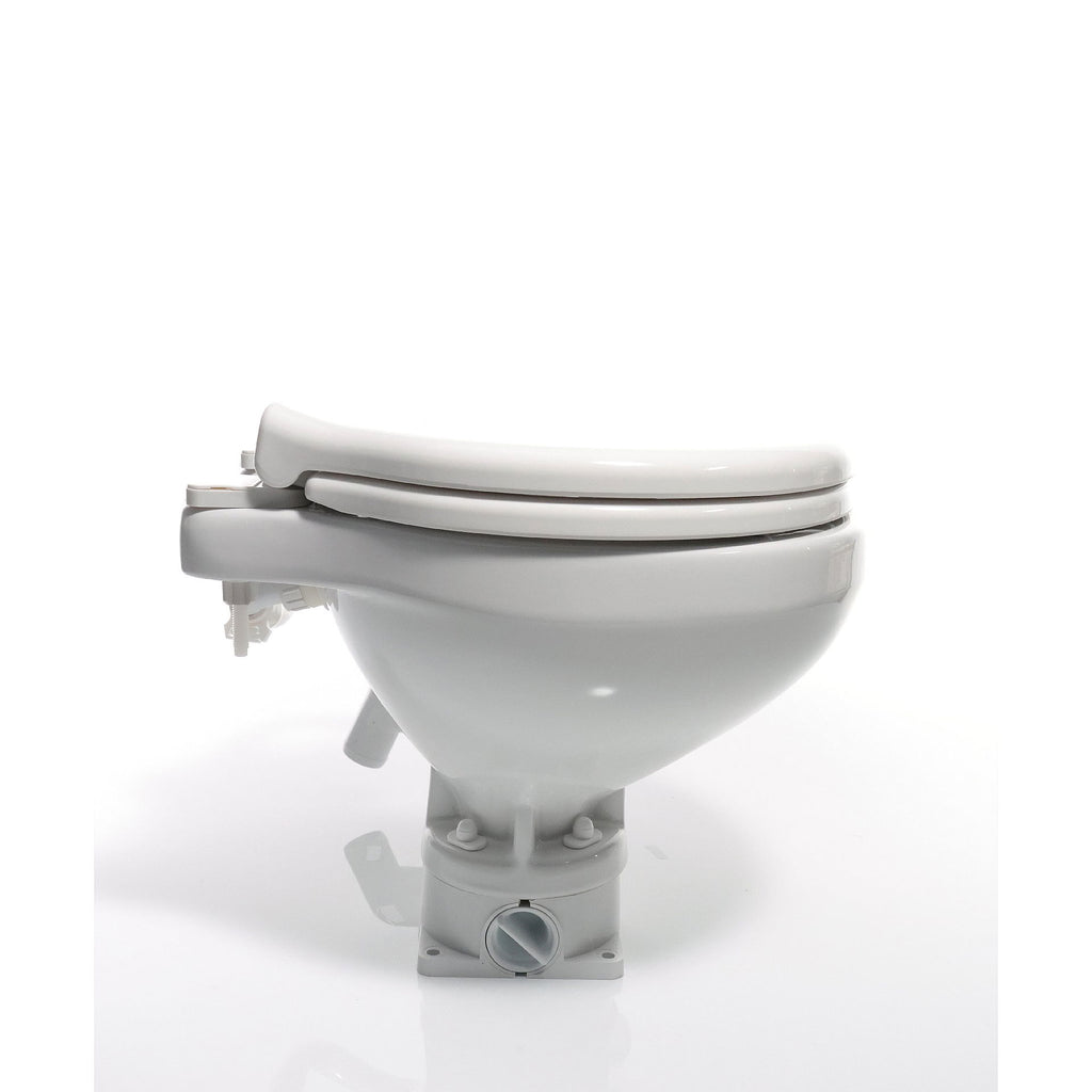Johnson Pump Aqua T manuelt toalett porselen soft close sidevisning