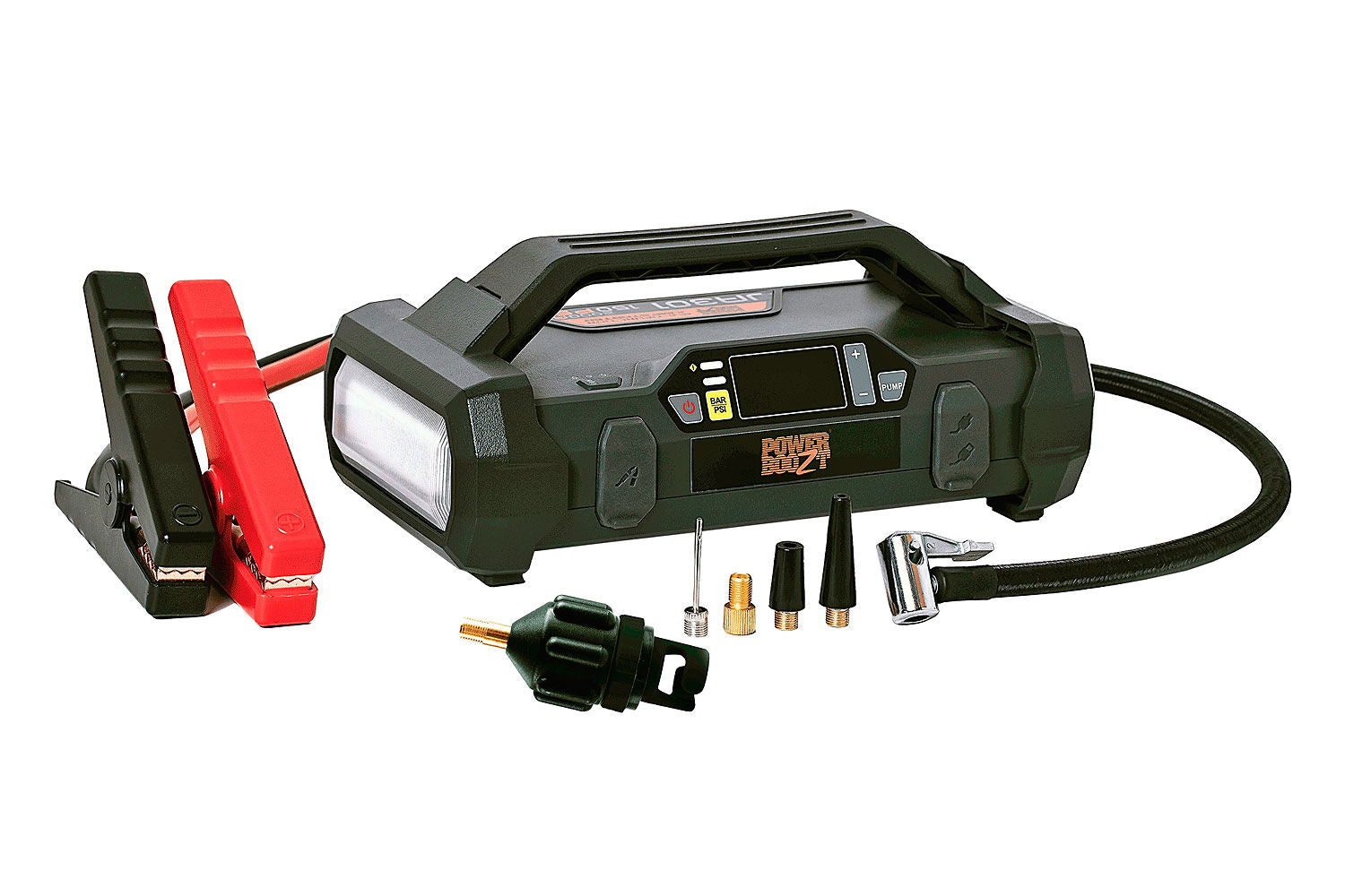 Jump starter med kompressor 20000 mAh powerbank forfra