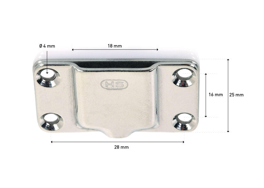Kalesjebeslag forkrommet feste for kalesjebøyle 44 x 25 mm montert