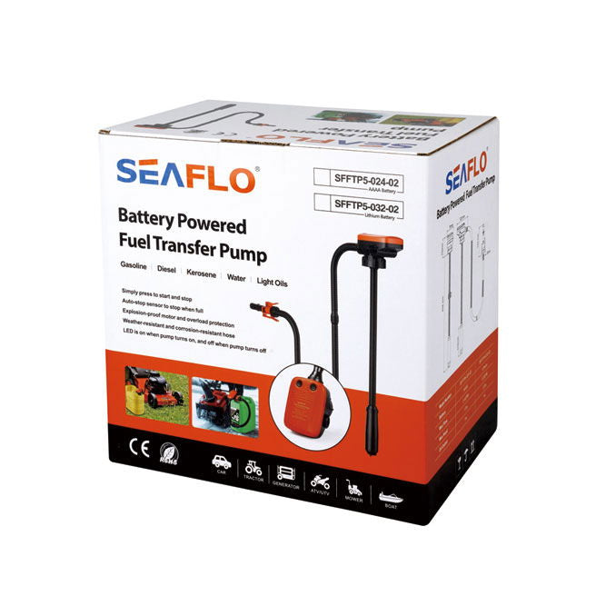 Montert Kanister-transferpumpe for bensin, diesel og vann 12V i bruk