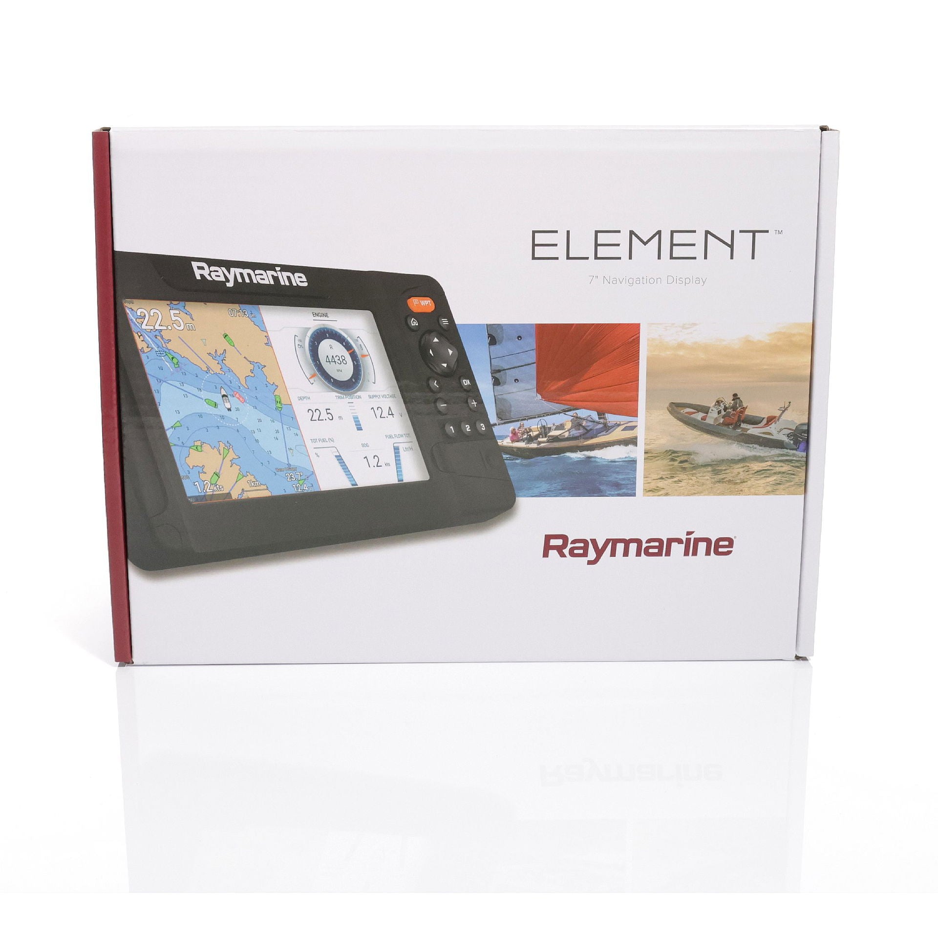 Kartplotter Raymarine Element 7 S med tastefelt i maritimt miljø