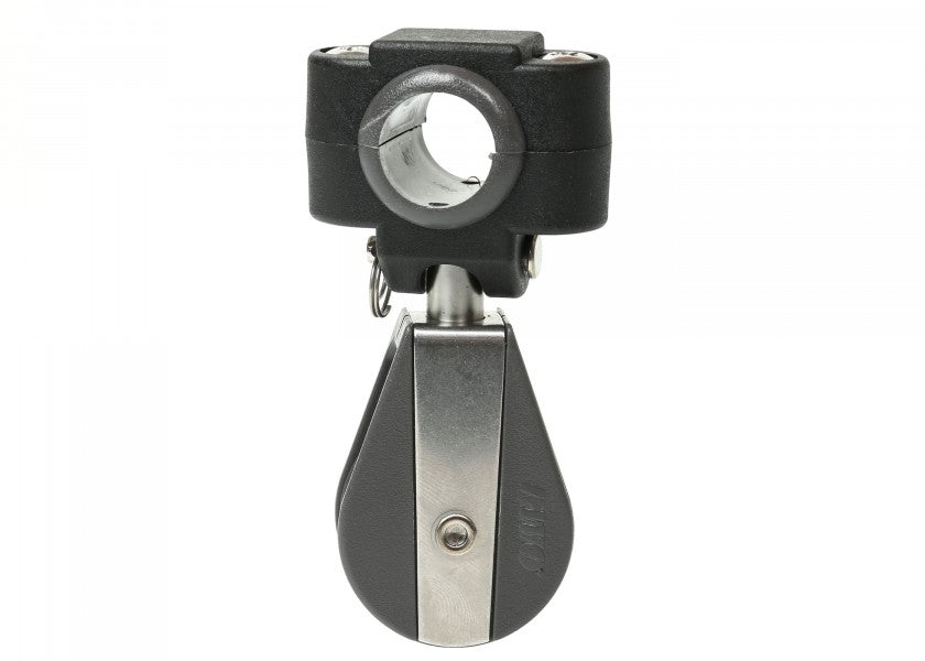 Kasteblokk enkel halvkardanisk for reling 19/25 mm rør 8 mm tau detalj