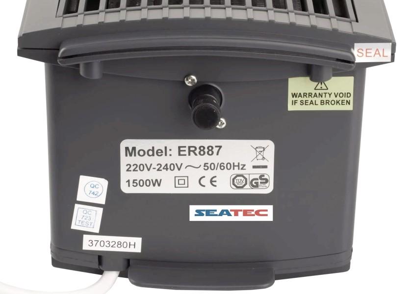 Detalj av keramisk varmeelement i Keramisk vifteovn 230 V 0,8-1,5 kW trinnløs regulering mørkegrå