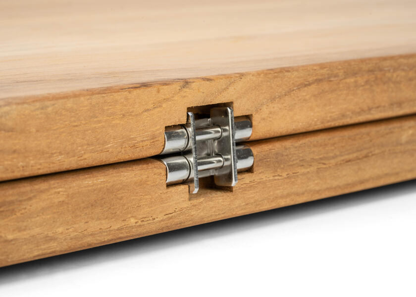 Klaffbordplate teak finér 80 x 60 cm for kahytt og cockpit - ARC montert