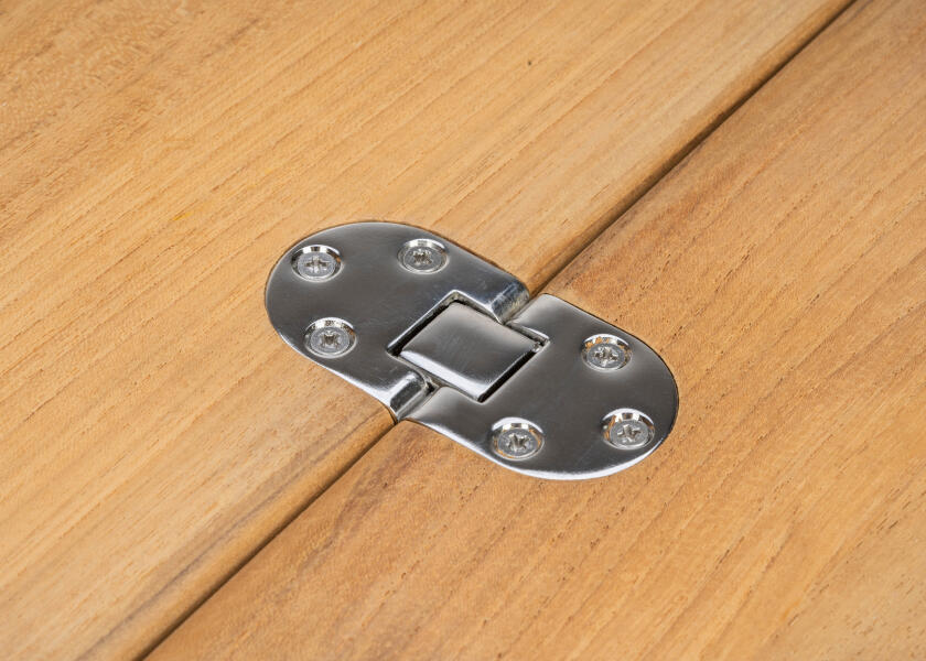 Nærbilde av klaffbordplate teak finér 80 x 60 cm for kahytt og cockpit - ARC