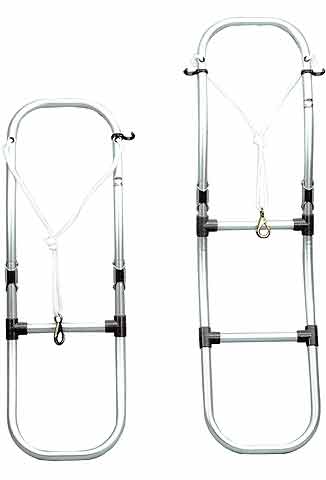 Klappbar badetrapp for gummibåt aluminium 3 trinn 113 cm - Compass forfra