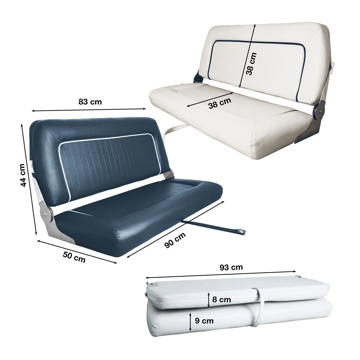 Klappbar styrbenk Sofa de Luxe Twin detalj av vinylpute