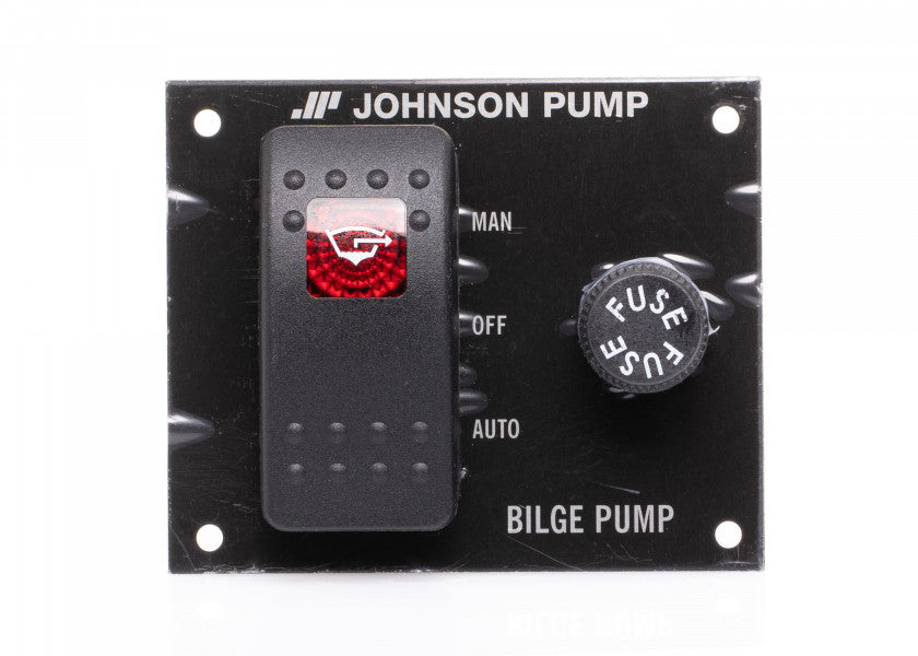 Kontrollpanel for lensepumpe 12V - Johnson Pump forfra