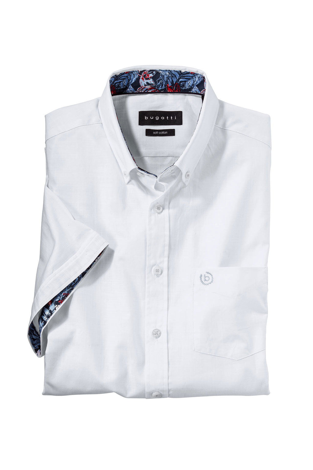 Kortermet skjorte med button-down-krage bomull detalj av krage og blomsterprint