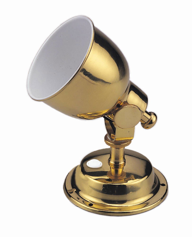 Køyelampe messing DeLuxe halogen 10 W 75 mm forfra