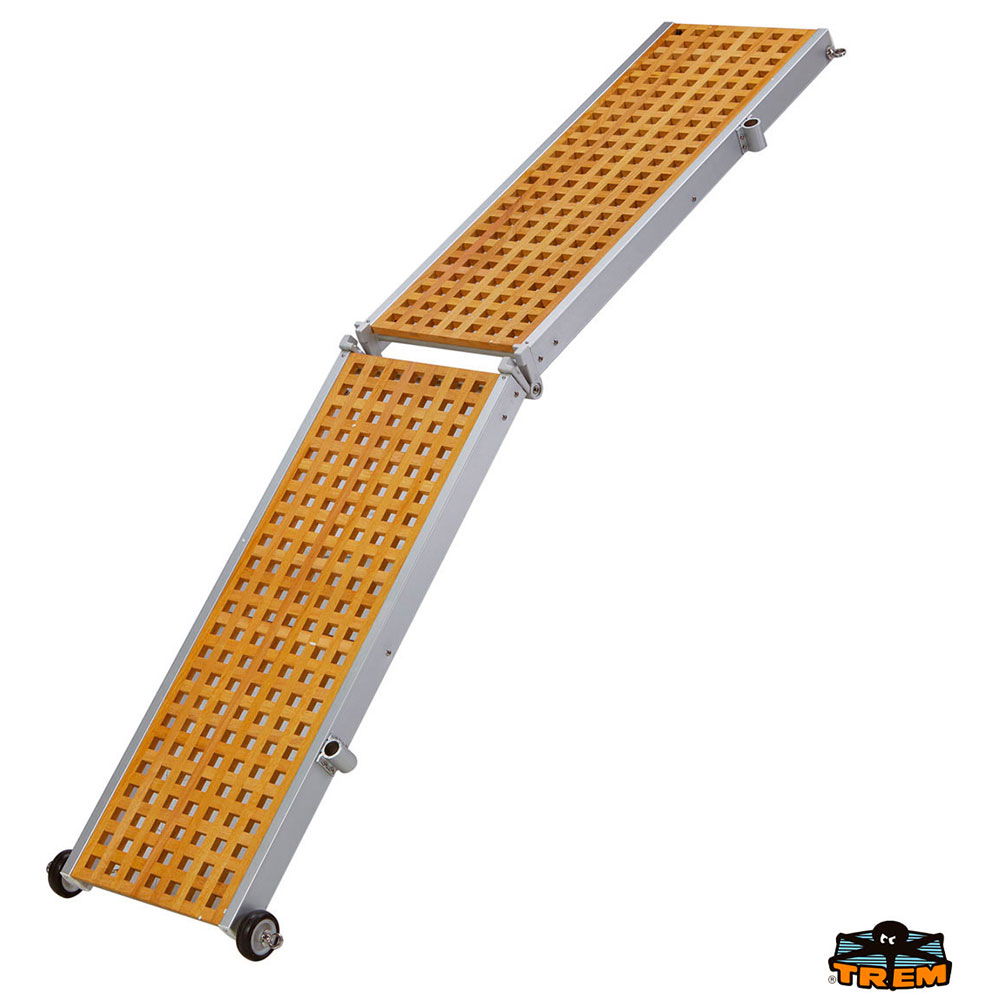 Landgang sammenleggbar aluminium med teakrist 200 cm forfra