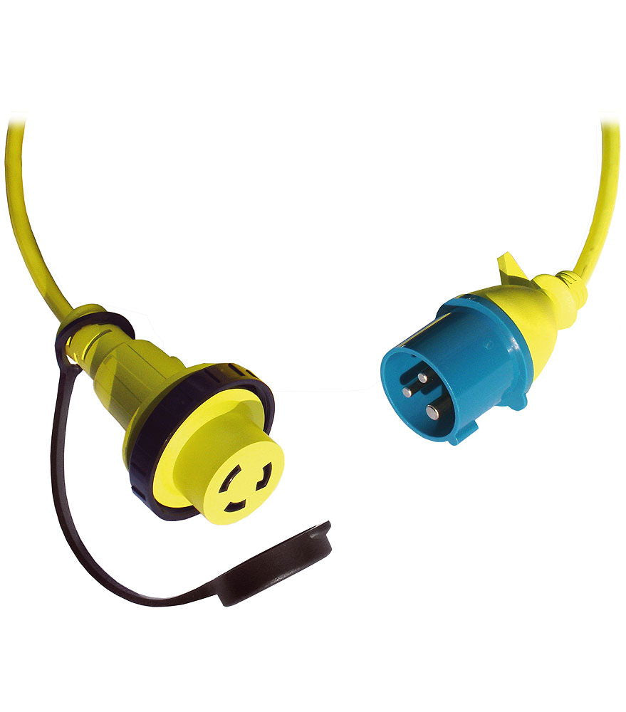 Landstrømsadapter 230V med beskyttelseshette 1 m kabel forfra