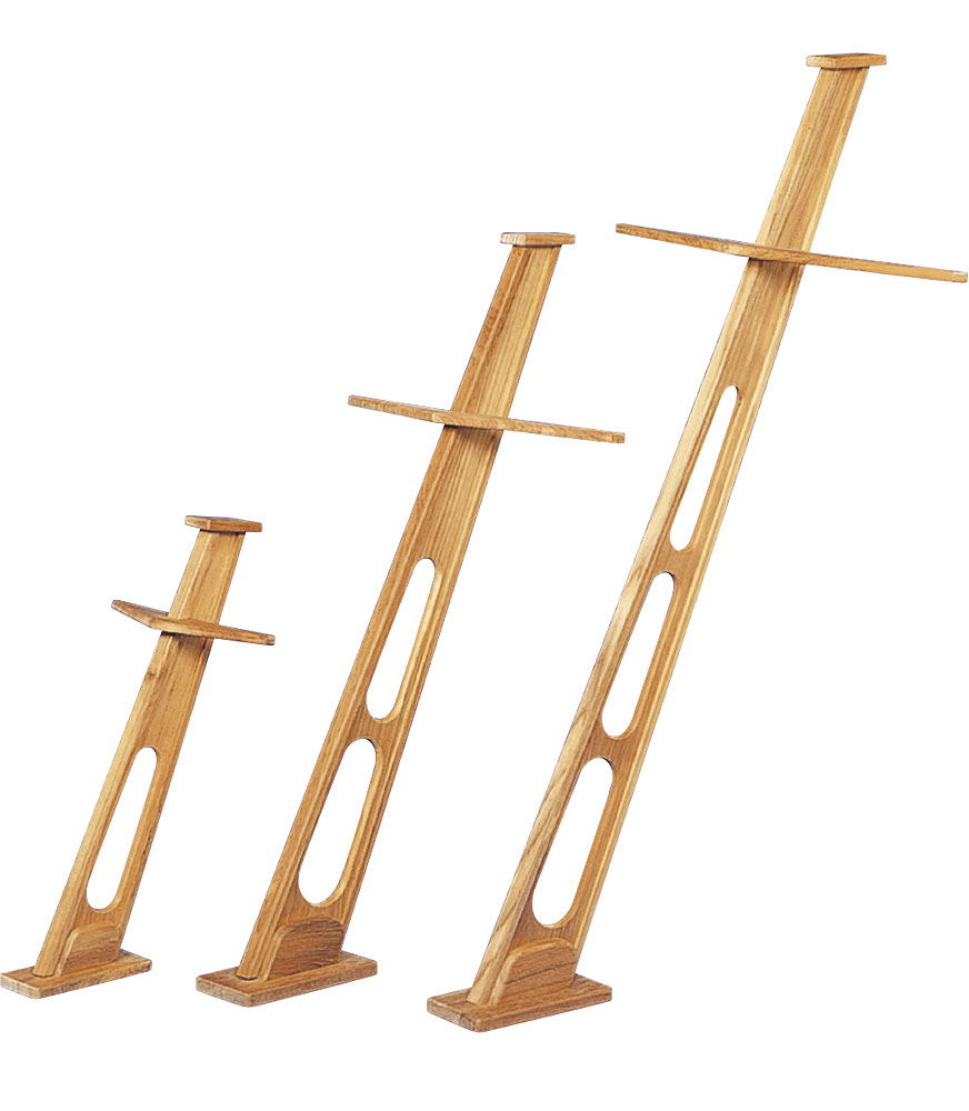 Lanternemast teak 75 cm med fot og saling - ARC Marine forfra