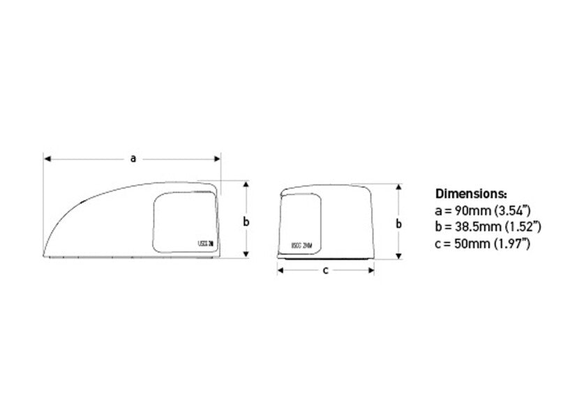 Lanternesett NaviLED Deckmount babord hvit LED 12/24V sett fra siden