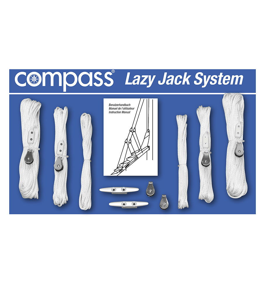 Lazy jack system komplett med blokker og line 5 mm forfra