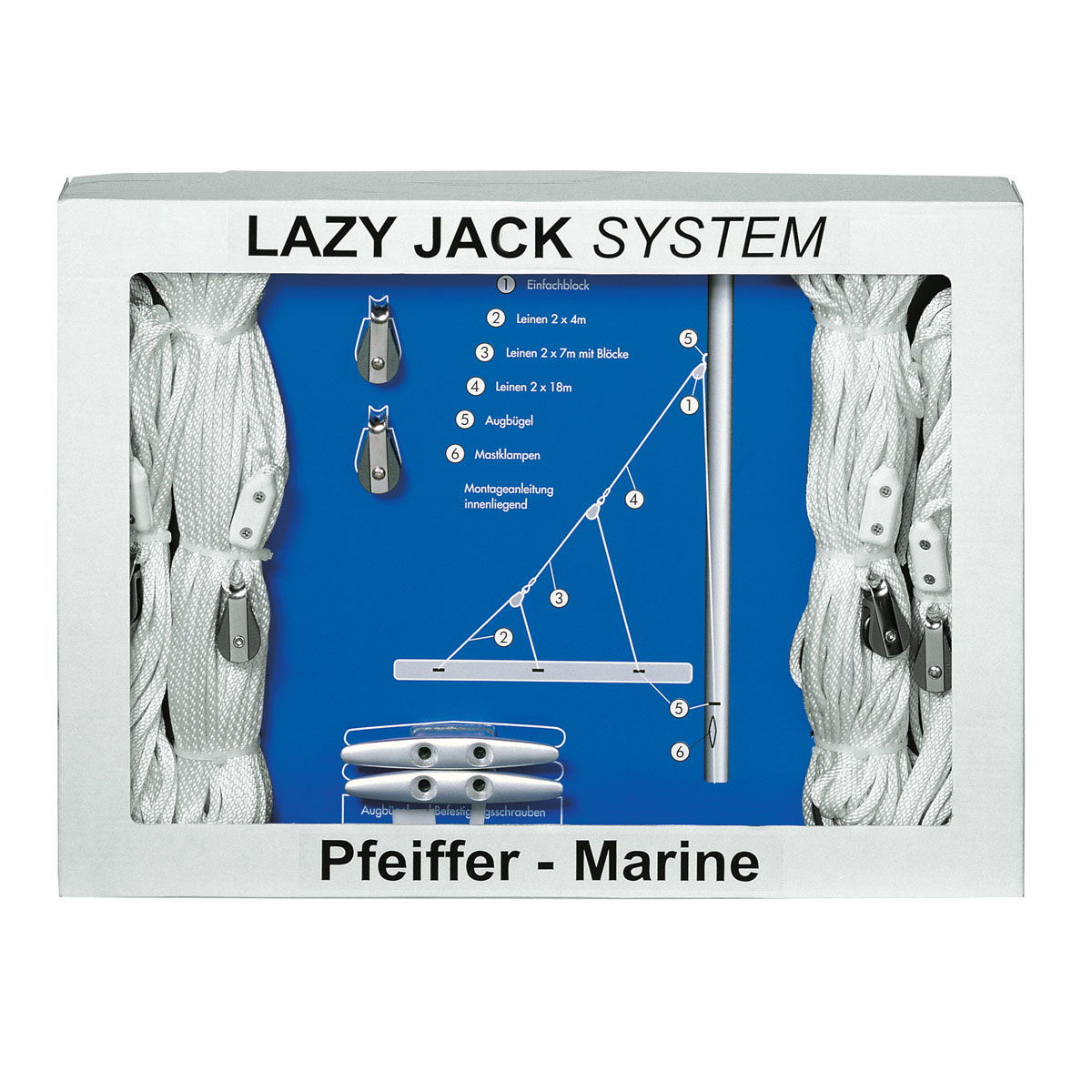 Lazy Jack-system for storseil opp til 30 fot forfra