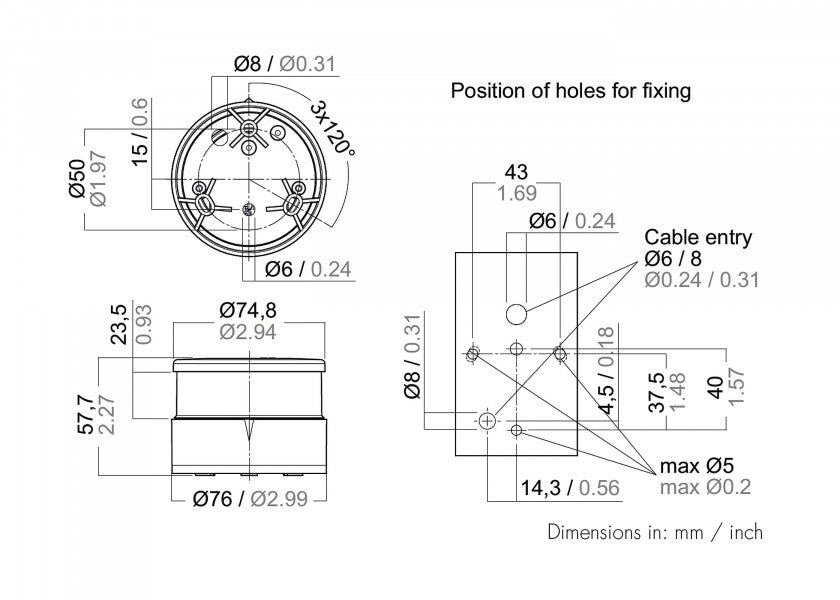 LED ankerlanterne Serie 34 sort bakside