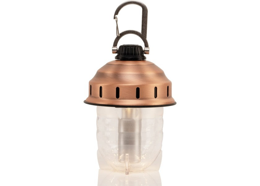 LED bord- og hengelampe kobber 30-220 lumen oppladbar detalj
