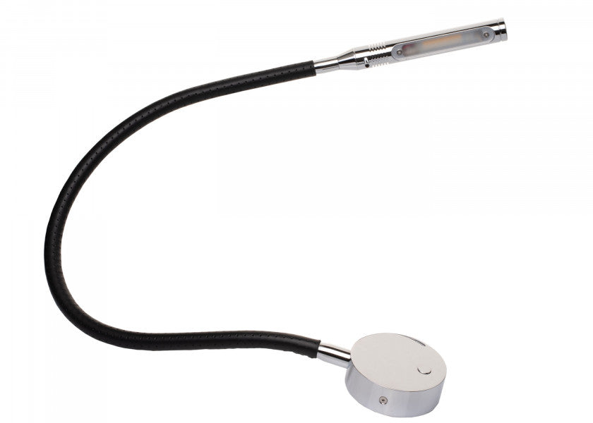 LED Flexlight 07-1 leselampe krom blank sort skinnbelegg forfra