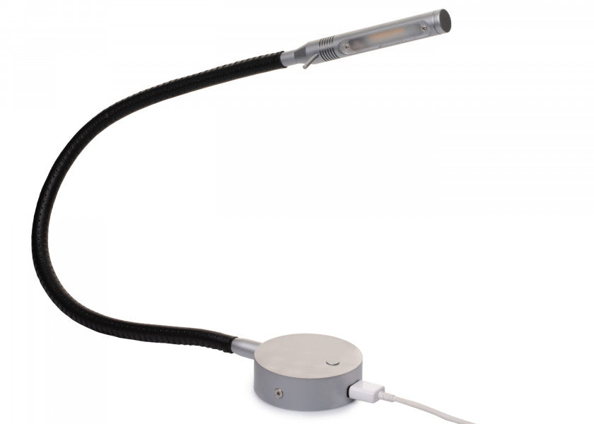 LED Flexlight 07-1 USB leselampe krom-matt med svart skinnbelegg forfra