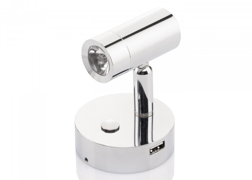 Detalj av LED leselampe LEIA LR1 med USB og dimmer