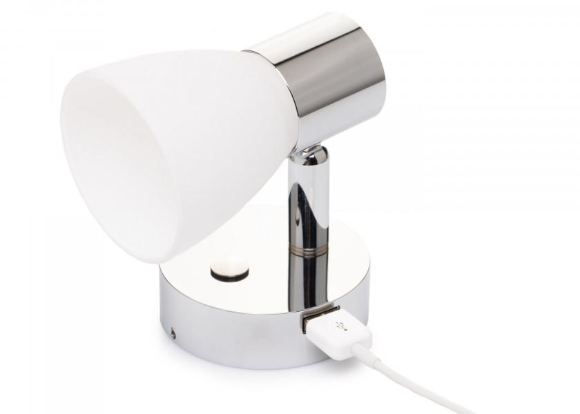 LED leselampe LEIA LR2 med USB og dimmer lys på