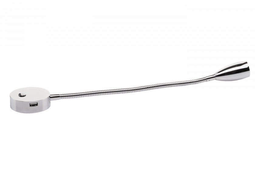 Nærbilde av LED leselampe LEIA LX1 med fleksibel arm BATSYSTEM