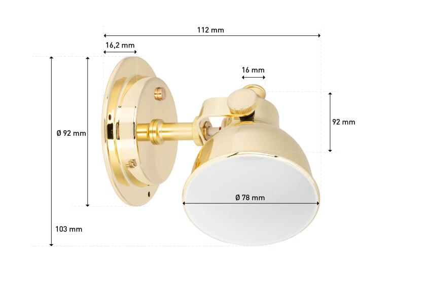 LED leselampe med dimmer aluminium forgylt 3000K - SEATEC side