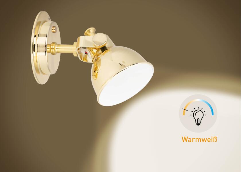 LED leselampe med dimmer aluminium forgylt 3000K - SEATEC dimmerknapp
