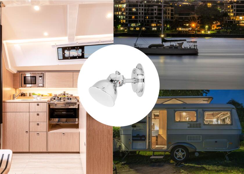 LED leselampe med dimmer aluminium forkrommet 3000K - SEATEC monteringsdetalj