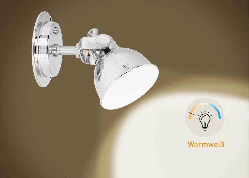 LED leselampe med dimmer aluminium forkrommet 3000K - SEATEC dimmerkontroll