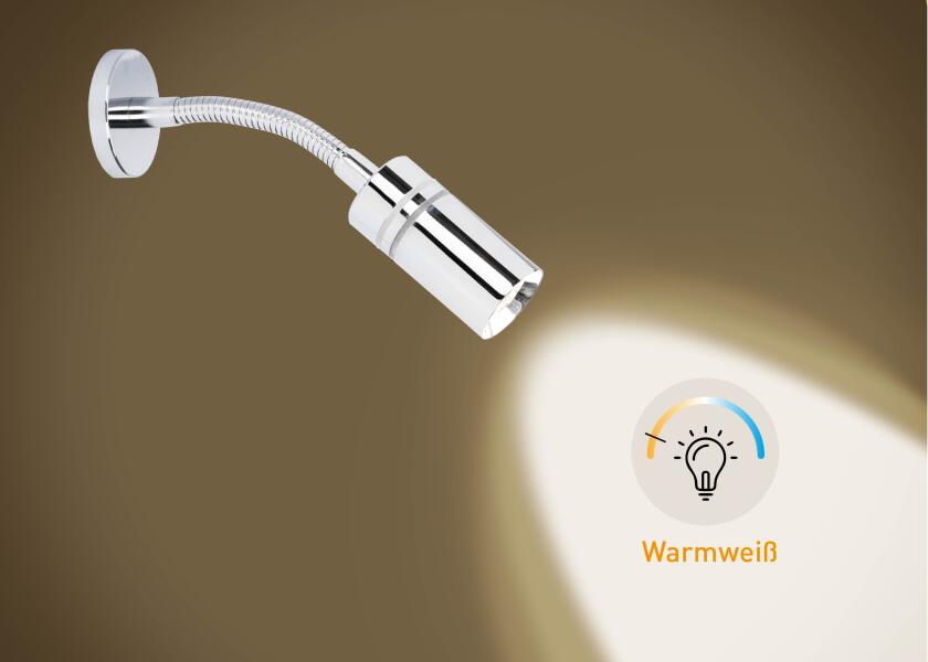LED leselampe med dimmer forkrommet varmhvit - Seatec