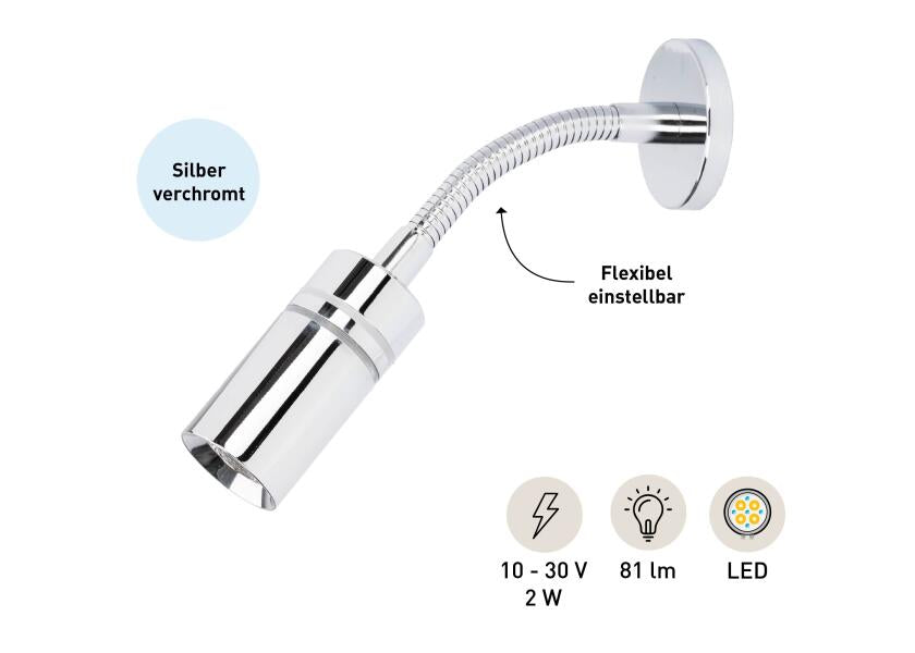 LED leselampe med dimmer forkrommet varmhvit - Seatec