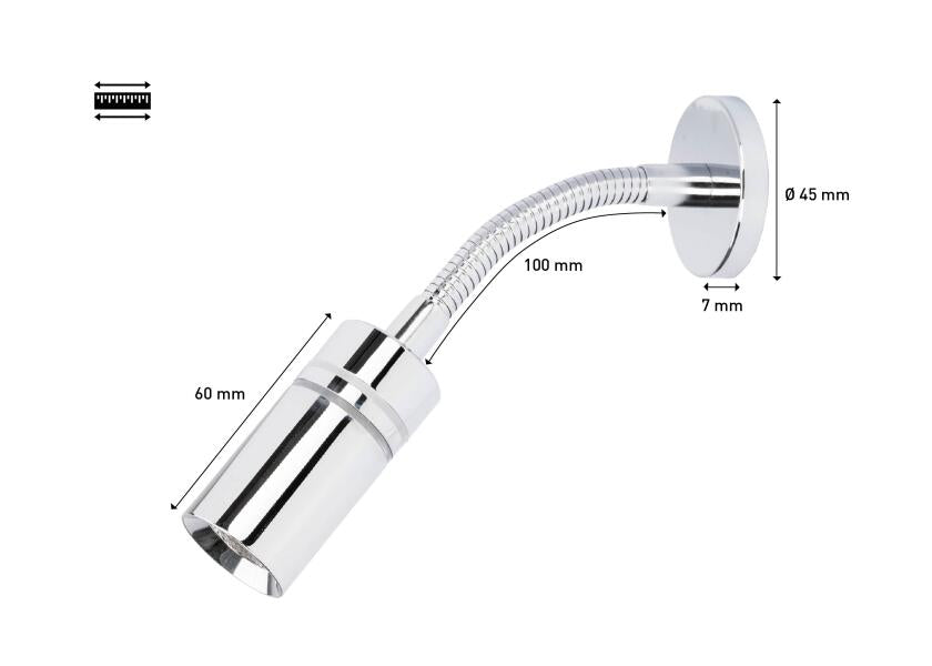 LED leselampe med dimmer forkrommet varmhvit - Seatec