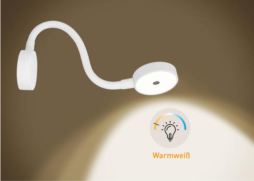 LED leselampe med dimmer og USB-C hvit - SEATEC