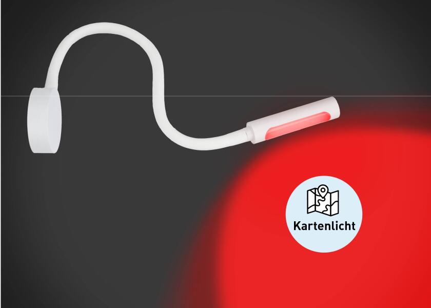 LED leselampe med dimmer og USB-C hvit varmhvit/rød - SEATEC lampearm