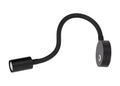LED leselampe med dimmer og USB-C svart varmhvit fleksibel arm forfra